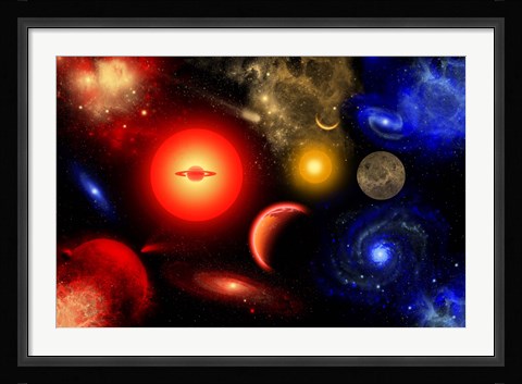 Framed Conceptual Image of Binary Star Systems Print