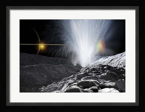 Framed Ice Fountains of Enceladus Print