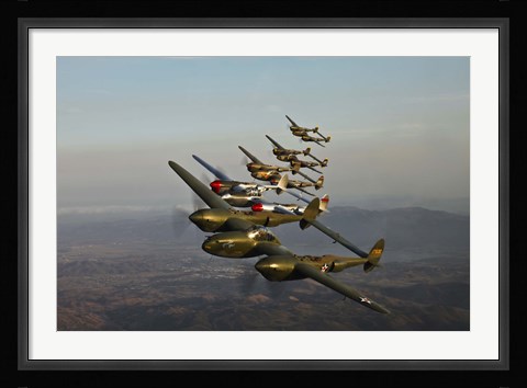 Framed Five Lockheed P-38 Lightnings Print