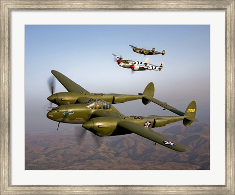 Framed Three Lockheed P-38 Lightnings Print