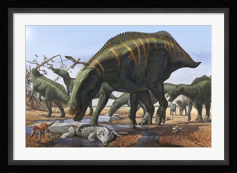Framed Shantungosaurus Dinosaurs Print