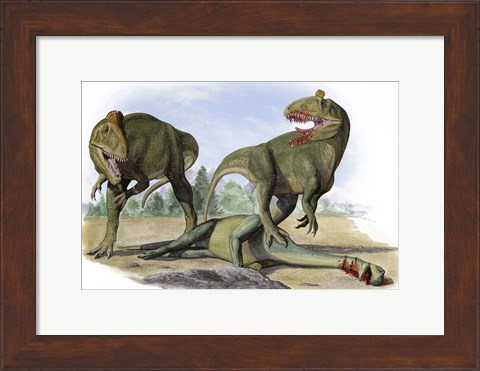 Framed Two Cryolophosaurus Ellioti Print