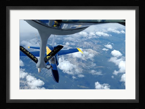 Framed KC-135 Stratotanker refuels an F/A-18 Hornet Print
