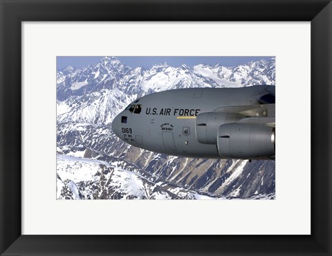 Framed Spirit of Denali flies over the Alaska Range Print