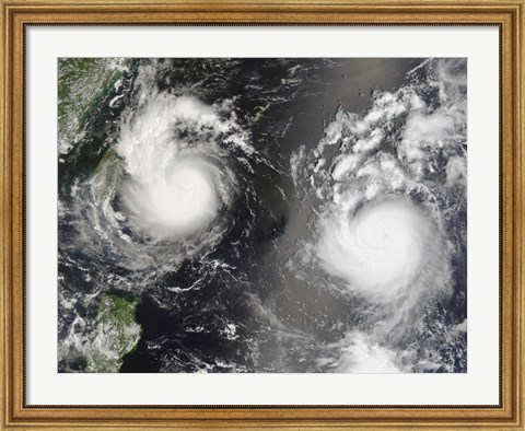 Framed Typhoon Saomai and Tropical Storm Bopha Print