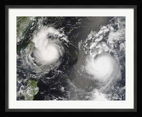 Framed Typhoon Saomai and Tropical Storm Bopha Print