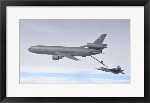 Framed KC-10 Extender and F-22 Raptor Print