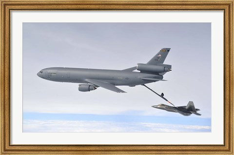 Framed KC-10 Extender and F-22 Raptor Print
