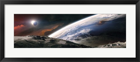 Framed Two Astronauts Exploring a Moon Print