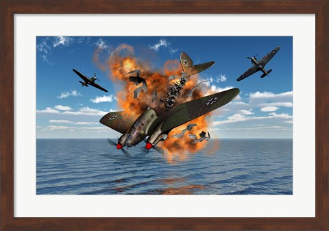 Framed German Heinkel Bomber Crash Print