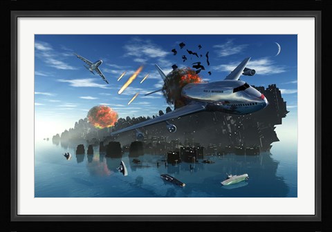 Framed Asteroid Rips Apart Earth's Crust Print