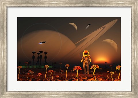 Framed Moon of a Distant Alien World Print