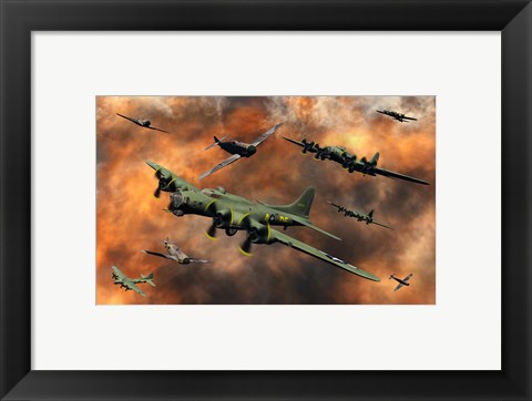Framed American and German Aircraft Print