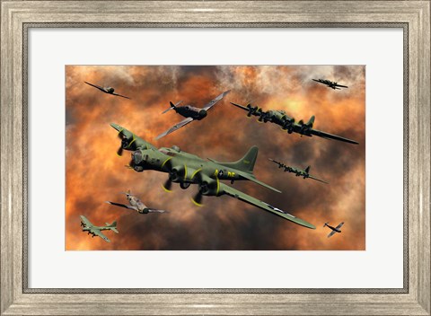 Framed American and German Aircraft Print