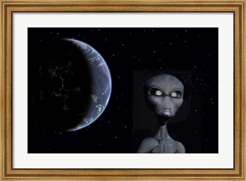 Framed Grey Alien Print
