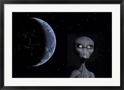 Framed Grey Alien Print