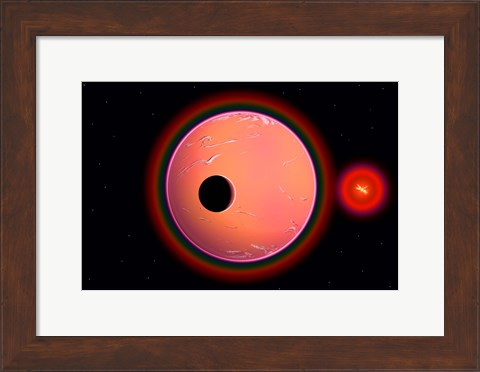 Framed Alien Planet Orbiting Earth Print