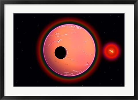 Framed Alien Planet Orbiting Earth Print