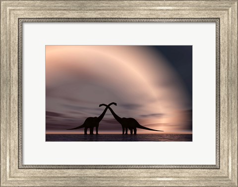 Framed Courting Dinosaurs Print