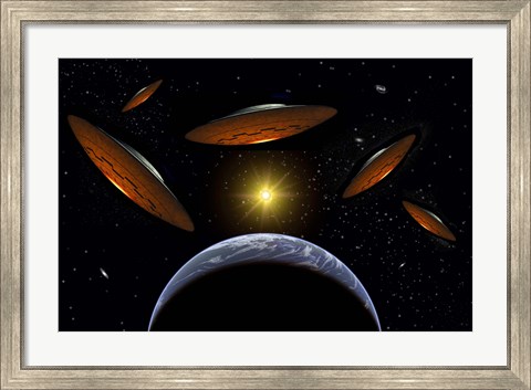 Framed Flying Saucers Print