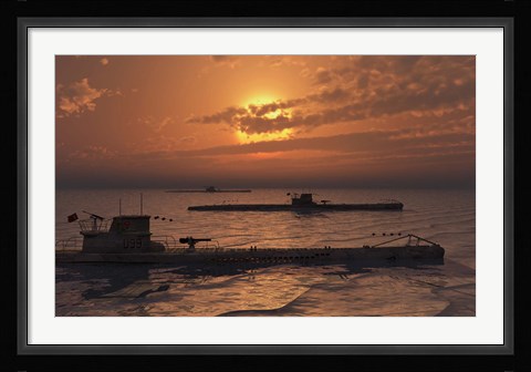 Framed Wolfpack of German U-Boat Submarines Print