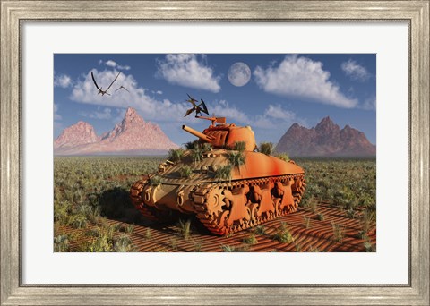 Framed World War II American Sherman Tank Print