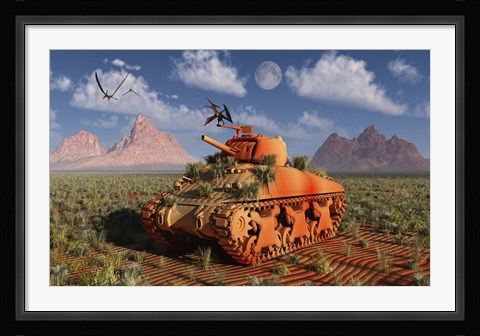 Framed World War II American Sherman Tank Print