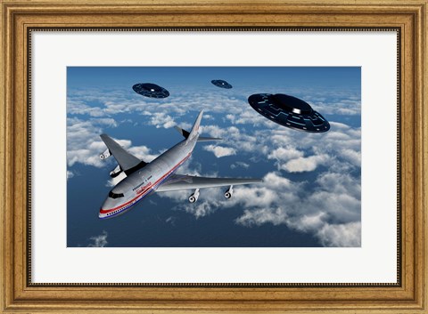 Framed Boeing 747 and UFO&#39;s Print