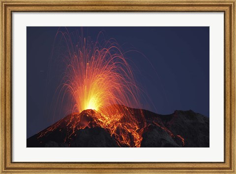 Framed Stromboli Eruption, Aeolian Islands Print