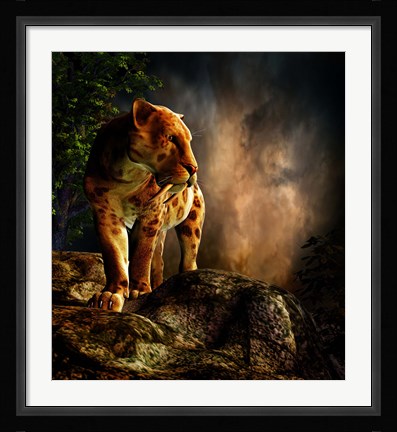 Framed Sabre-toothed Cat Print