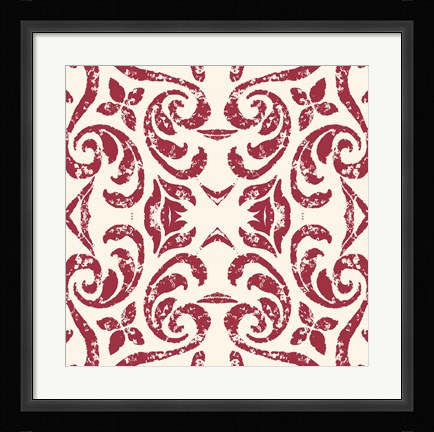 Framed Damask Red Print