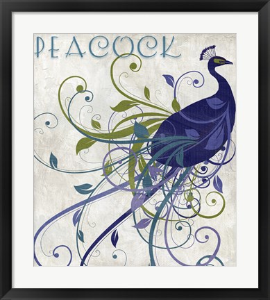 Framed Peacock Nouveau I Print