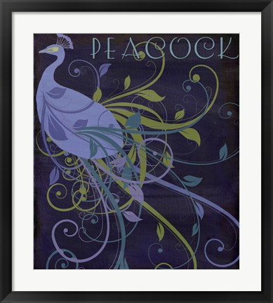 Framed Peacock Nouveau II Print