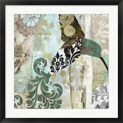 Framed Hummingbird Batik I Print