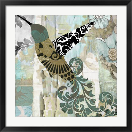 Framed Hummingbird Batik II Print
