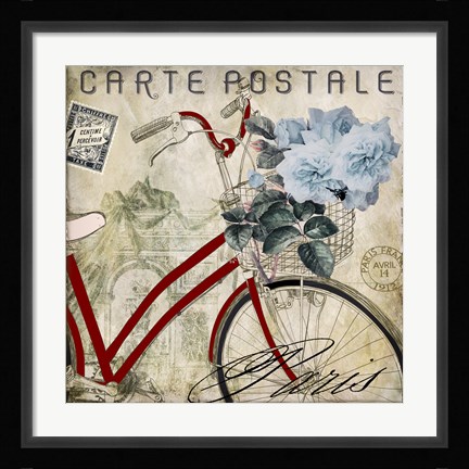 Framed Postale Paris II Print