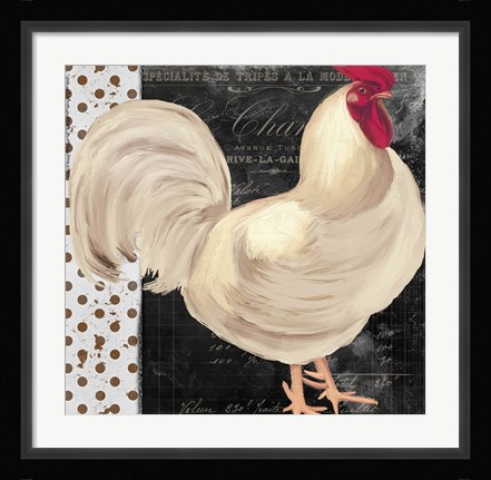 Framed White Rooster Cafe I Print