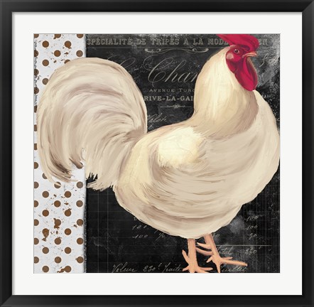 Framed White Rooster Cafe I Print