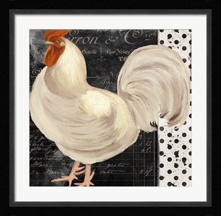 Framed White Rooster Cafe II Print