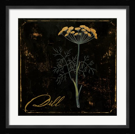 Framed Black Gold Herbs I Print