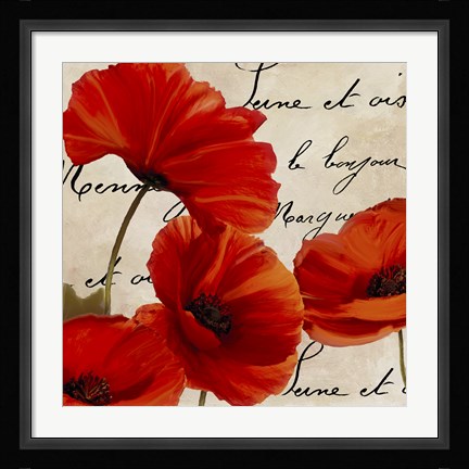 Framed Coquelicots Rouge I Print