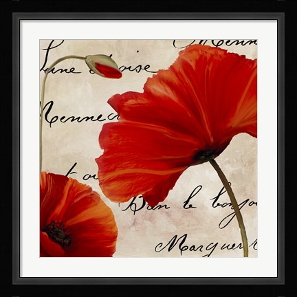 Framed Coquelicots Rouge II Print