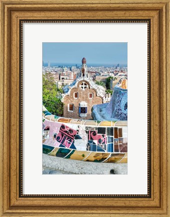 Framed Spain, Catalonia, Barcelona, Park Guell Terrace Print