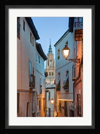 Framed Alleyway and Toledo Cathedral Steeple, Toledo, Spain Print