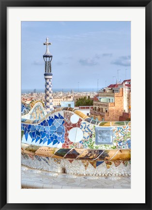 Framed Spain, Catalonia, Barcelona, Park Guell Terrace Print