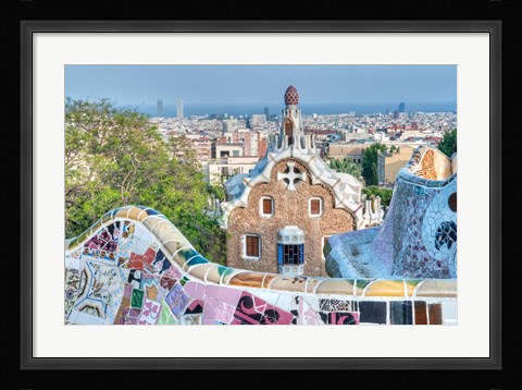 Framed Park Guell Terrace, Barcelona, Spain Print