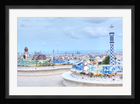 Framed Park Guell Terrace, Barcelona, Spain Print