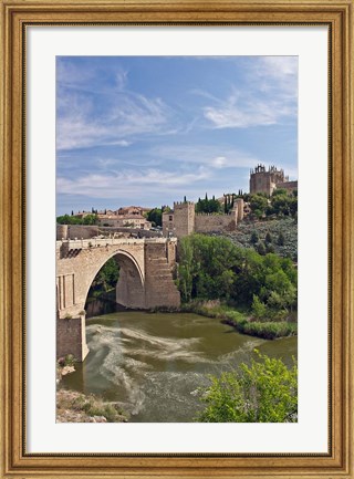 Framed St Martin&#39;s Bridge, Tagus River, Toledo, Spain Print