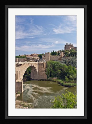 Framed St Martin's Bridge, Tagus River, Toledo, Spain Print