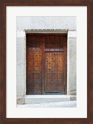 Framed Traditional Door, Toledo, Spain Print